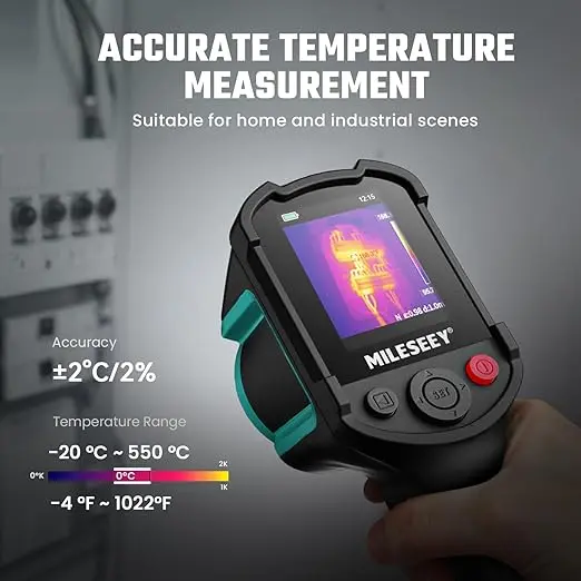 MILESEEY TR10 Professional Thermal Imager | 192x192 High-Res IR Sensor | 25Hz Real-Time Imaging (-20°C~550°C) | 8hr Continuous Operation | Portable Handheld Design | Building/Industrial Diagnostics Tool 2