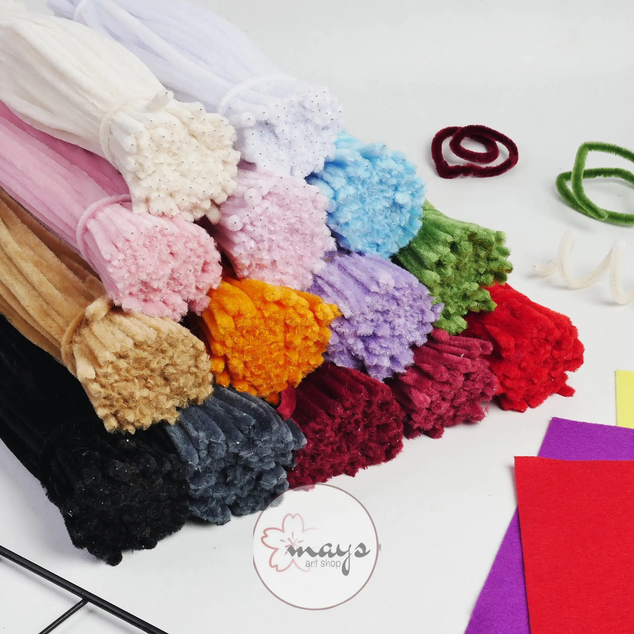 [100 PCS] Kawat Bulu Mercy 30 cm 8mm Tebal Gembul - DIY Pipe Cleaner Warna Warni Pastel Macaron Buket Bunga Bouquet - Kawat Kerajinan Tangan Prakarya Mainan Edukasi Anak Motorik Craft