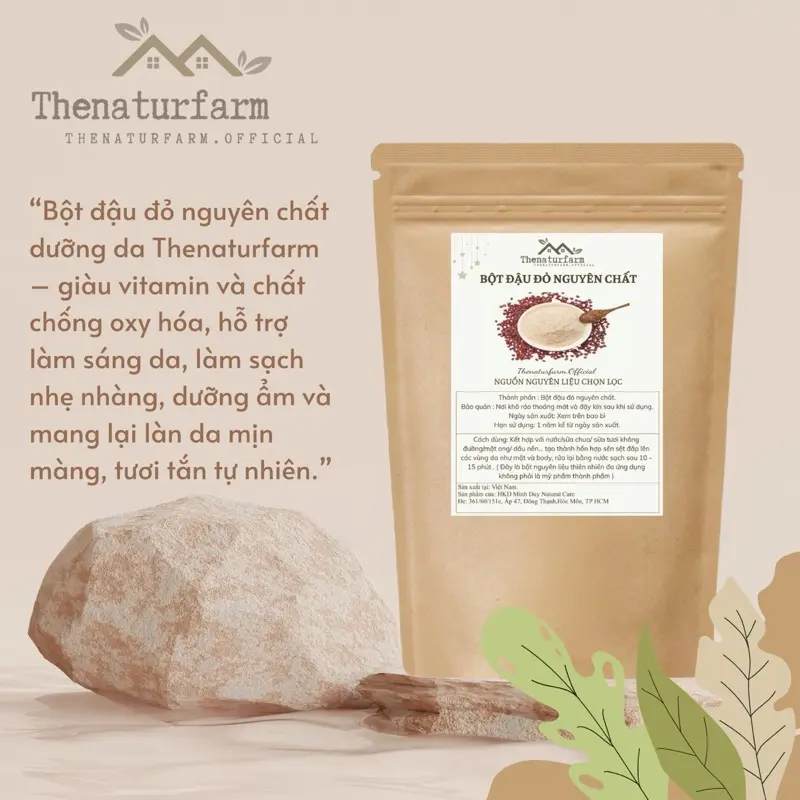 Bột đậu đỏ nguyên chất Thenaturfarm [ 500GR ] hỗ trợ dưỡng sáng, mờ thâm, tẩy da chết. 0