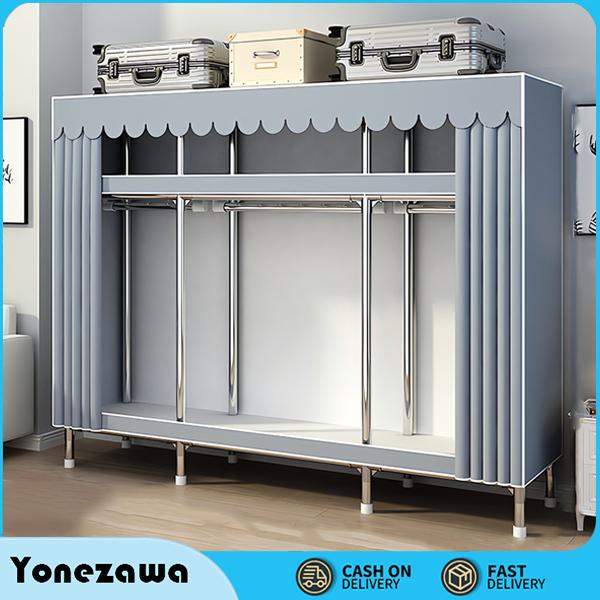 Xám Tủ quần áo vải 2 ngăn dành cho gia đình nhỏ, Tủ Vải Đựng Quần Áo Khung Kim Loại Tủ Treo Quần Áo Đa Năng Thông Minh, thông minh và tiện lợi