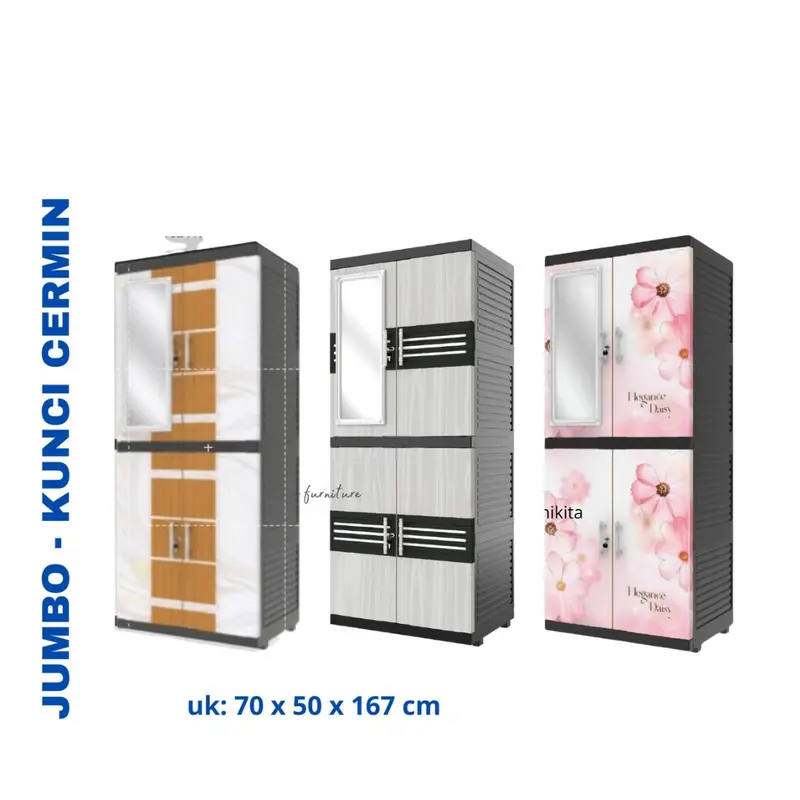 JUMBO LEMARI PAKAIAN PLASTIK NAIBA FIT FULL RAK CERMIN [NABFIT] 0