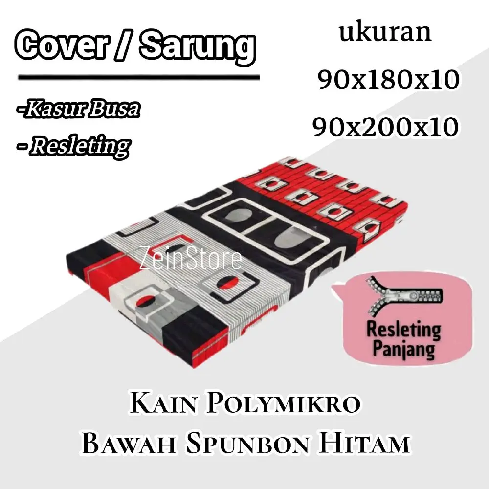 Sarung kasur Resleting Bahan Polymikro Kain bawah pakai Spunbon hitam