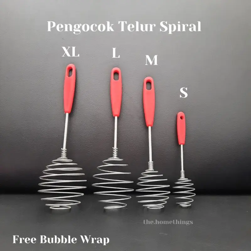 HATAYASHOP + KOCOKAN TELUR SPIRAL GAGANG MERAH / KOCOKAN TELUR STAINLESS / KOCOKAN TELUR JUMBO/ KOCOKAN TELUR MINI/ KOCOKAN ADONAN 1