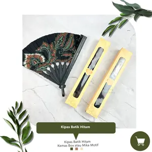 Souvenir Pernikahan Kipas Batik Gagang Hitam Kemas Box atau Mika