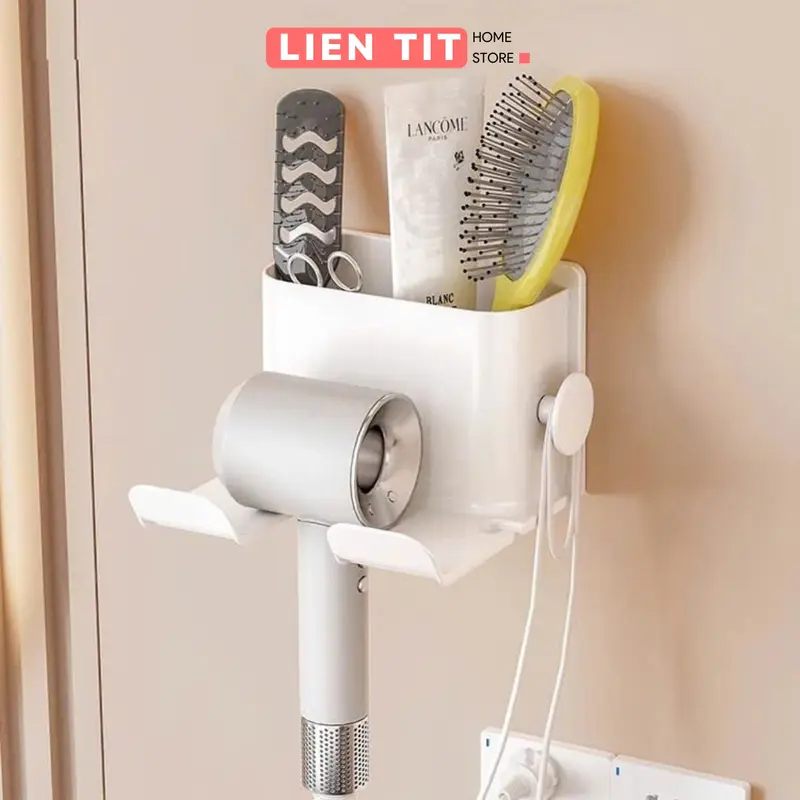 Giá Treo Máy Sấy Tóc Dán Tường Nhà Tắm Chất Liệu Nhựa Chịu Lực Tốt 0