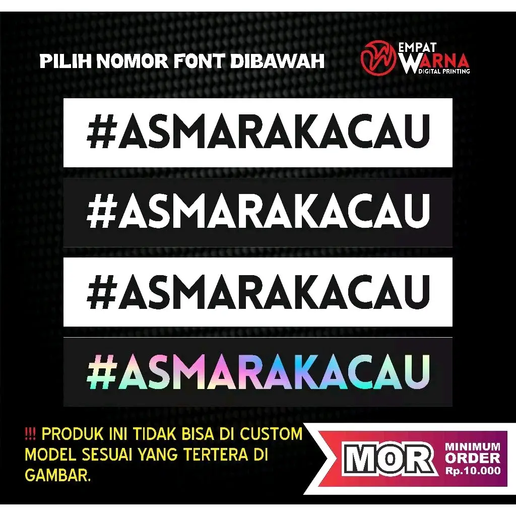 Stiker Asmara Kacau / Sticker kata kata asmara kacau / Stiker Viral #Asmarakacau / Sticker Motor Asmara Kacau Glossy Waterproof Stationery Kendaraan