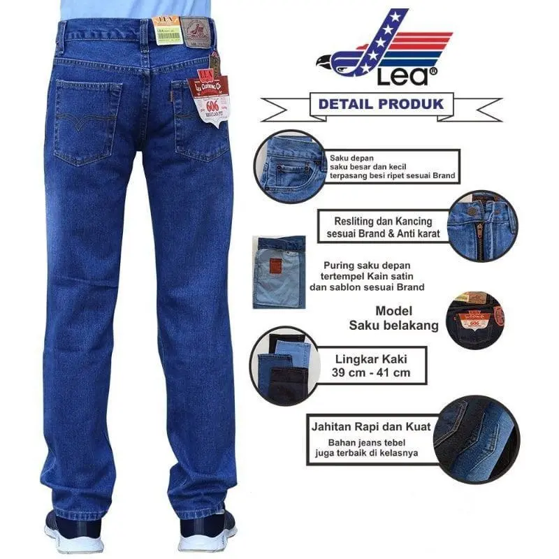 Lea jeans celana panjang pria warna bio stune Santai