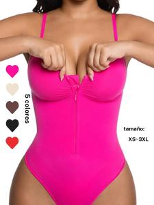 Body moldeador sin costuras para mujer, diseño con cremallera frontal, estilo tanga con ajuste ceñido en la cintura, función de esculpir, ajuste cómodo, para todas las estaciones