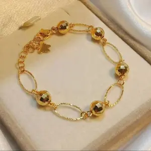 gelang tangan wanita motif rantai bola 3gr panjang 20cm Gold   Hadiah Dewasa Bracelets Elegan Perhiasan