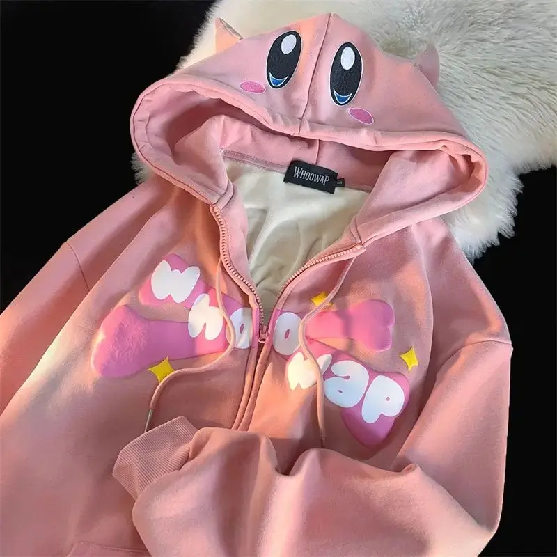 Whoo Wap Zip Jacket Hoodie Cutes Outerwear Remaja Wanita Korean Style Premium