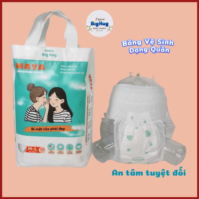 30 miếng 1 túi : Băng vệ sinh dạng quần MAYA chống tràn 360 thoáng khí phù hợp sử dụng ngày và Đêm. Phù hợp mọi lứa tuổi từ 18 tuổi