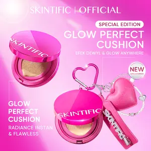 【New Special Edition】SKINTIFIC Cover Glow Perfect Cushion 11ml | Poreless Full Coverage Foundation BB CC Cushion | Oil Control, Waterproof, Sweatproof, Flawless Makeup Bedak Padat untuk Kulit Berminyak & Kering Wajah