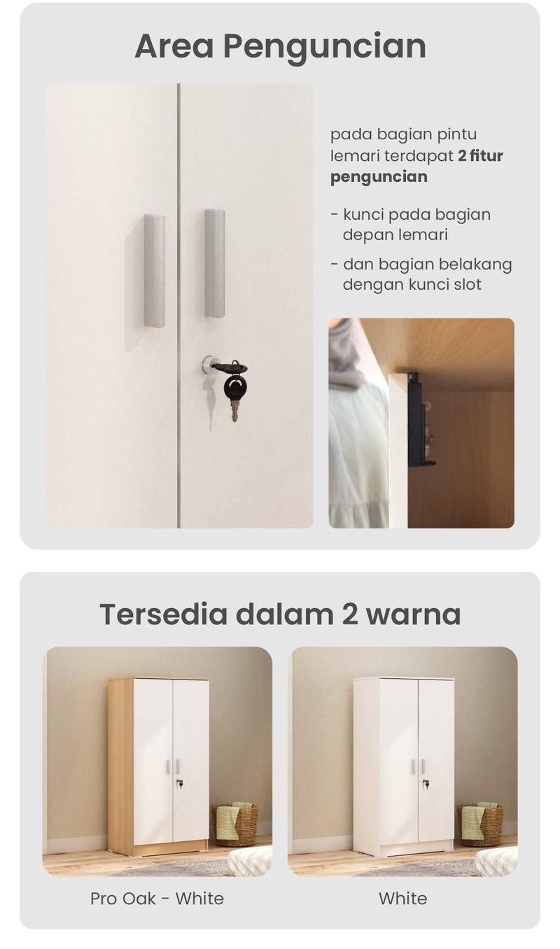 Product Introduction of Pira Metropolis - Aruna BLS60 Lemari Pakaian Medium 2 Pintu Full Rak 5