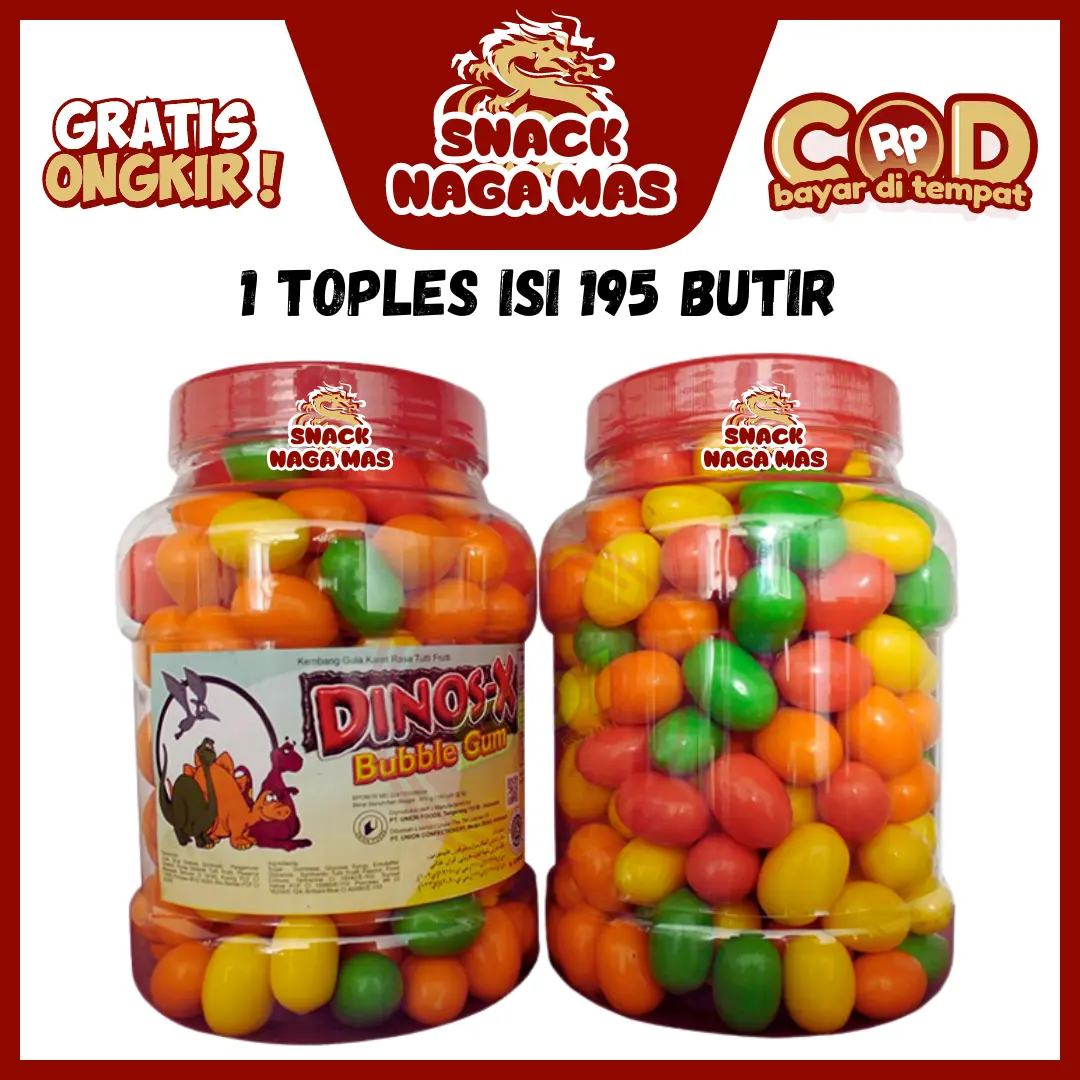BUBBLE GUM DINOS X [1 TOPLES ISI 195 BUTIR]