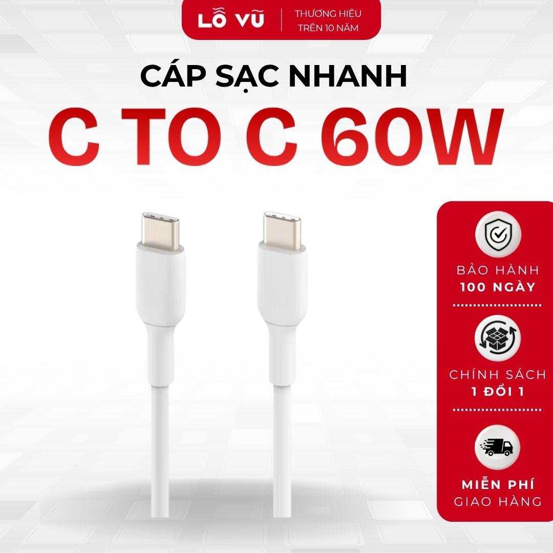 Combo 2 - Cáp C to C chất liệu nhựa, dài 1M