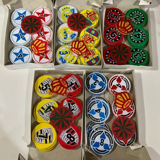Biji Karambol Tebal 3 mm / 4 mm / 5 mm / Rangkap 2 Lapis / Super Jumbo Besar All Motif Random | koin krambol satu / dua layer original | 1 set buah kerambol 3mm / 4mm / 5mm | coin bola carambol | anak carrom games