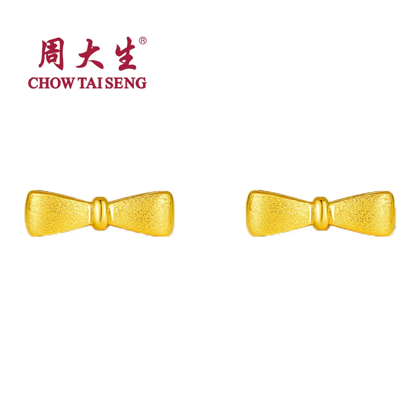 【Pre-order】Au999 Pure Gold 24K Ribbon Bowknot Cute Daily Fashion Earrings
