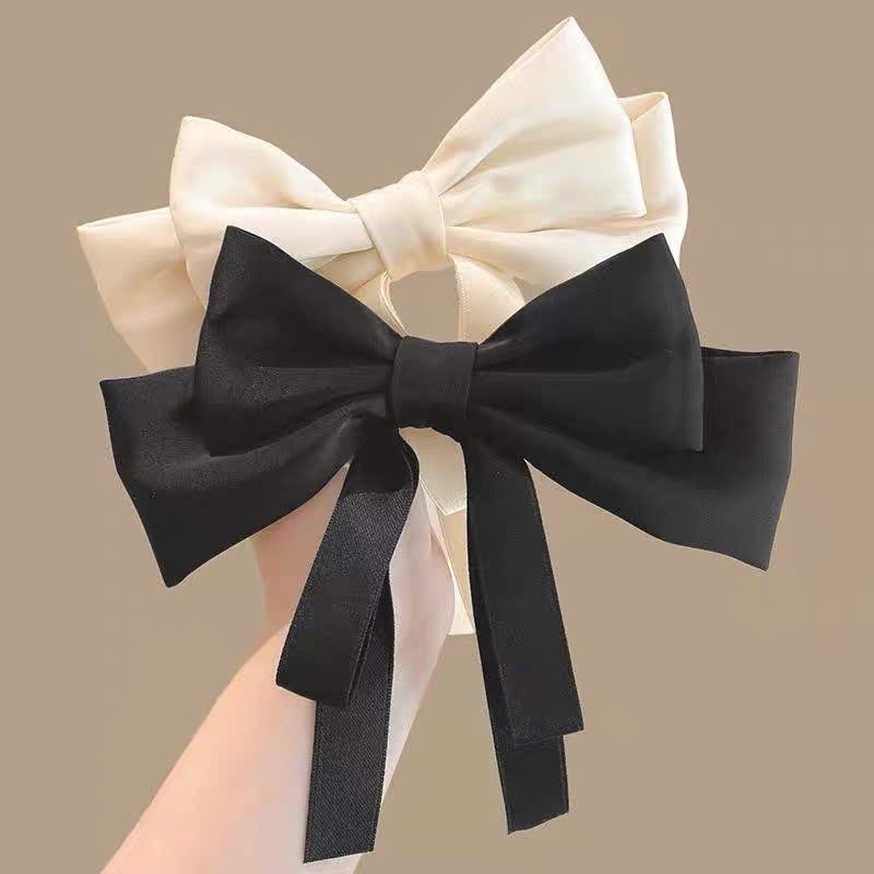 Kẹp tóc nơ ruy băng tua dài ba màu cute #208