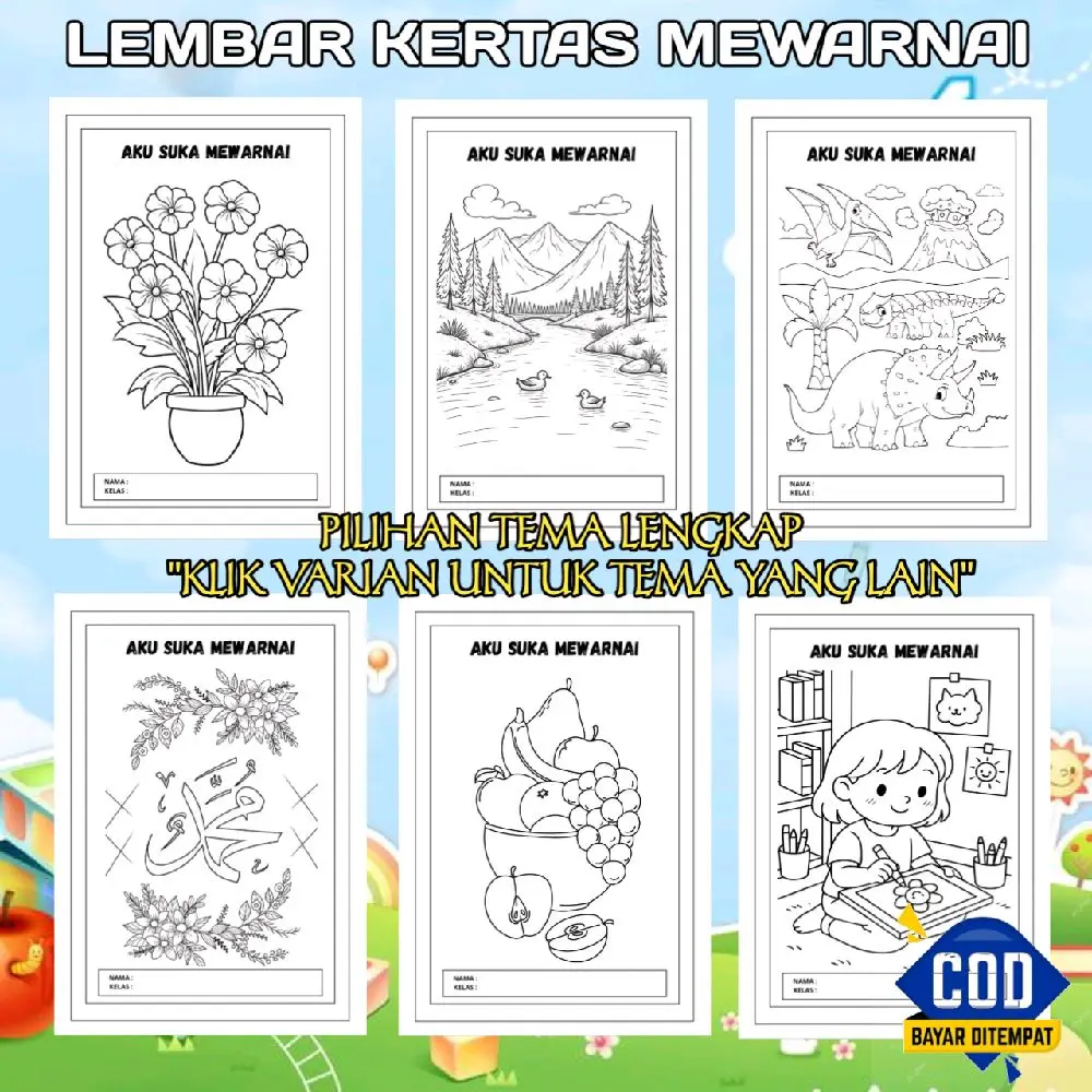 Promo!!! Lembar Kertas Mewarnai Anak Murah | Ukuran A5/A6 Kertas HVS 80gsm | Untuk Anak Paud/TK/SD | Termurah edukasi