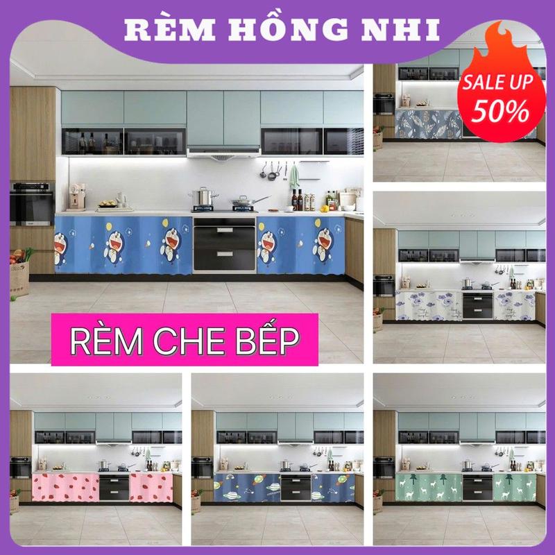  Rèm che bếp dán kệ bếp tủ bếp mini phòng trọ KÈM GAI DÁN tiện dụng 