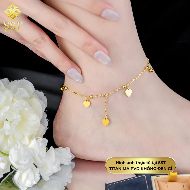 Lắc chân nữ Titan SST Official Store Kiểu Dây Bi Tim nữ tính Không Den Gỉ LC77