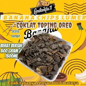 KERIPIK PISANG COKLAT TOPING KEKINIAN BANANA CHIPS BISA COD berat 500 GRAM Kripik Snack Cemilan Manis