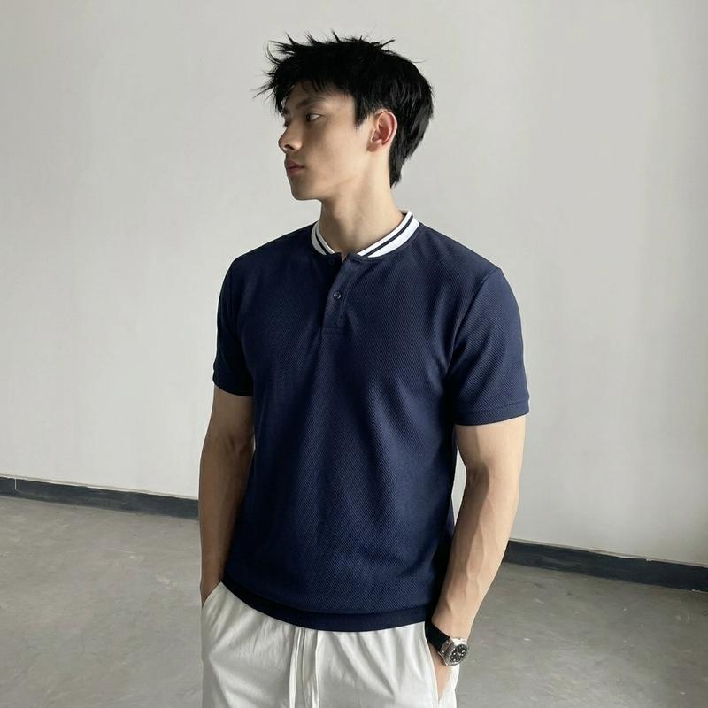 Áo Phông Vải Polo Cổ Bomber Kẻ Sọc Cách Điệu - Form Cleanfit Vừa Vặn Tôn Dáng - Vải Polo Gân Chéo 260gsm