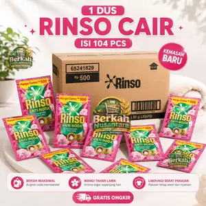 1 DUS isi 104 PCS RINSO CAIR KEMASAN 500 AN ISI 104 PCS | MIX VARIAN