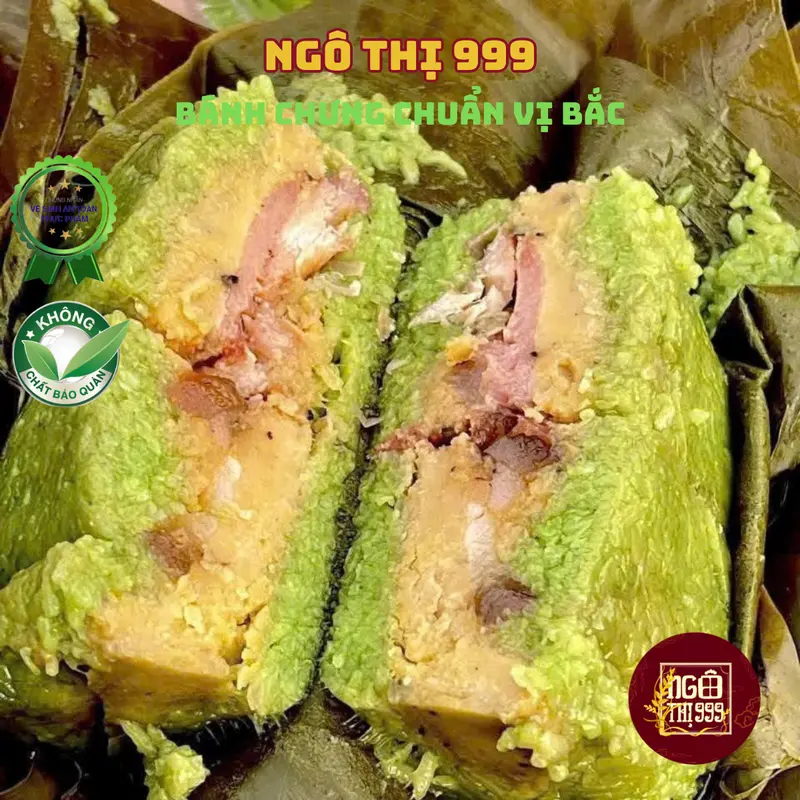 Bánh chưng 1kg vị bắc truyền thống nhân thịt heo đậu xanh 0