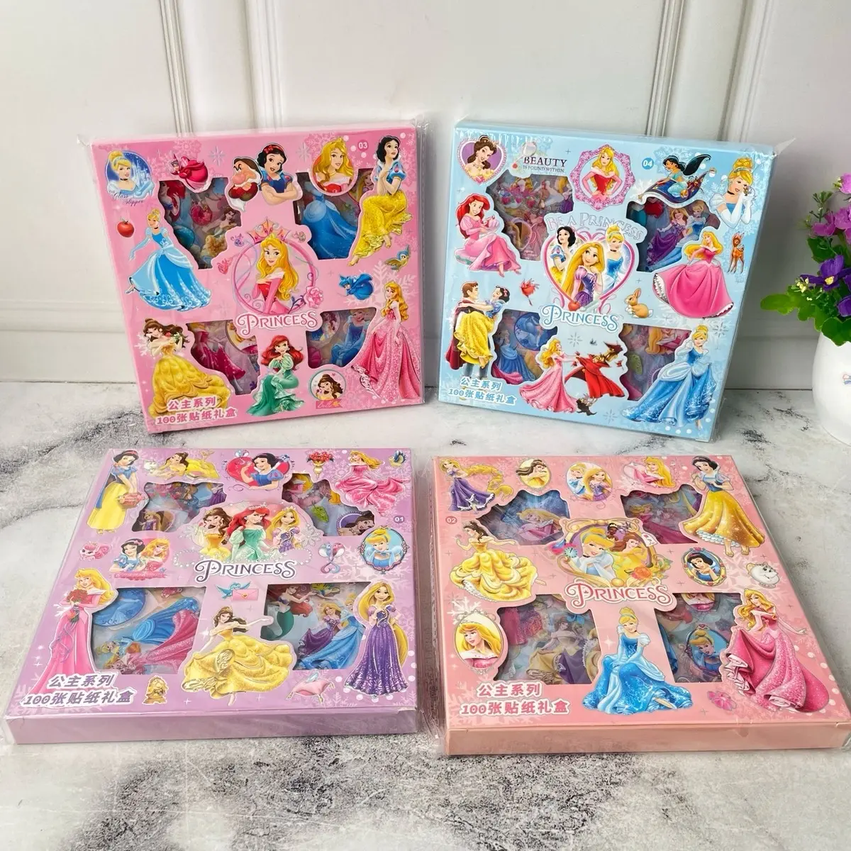 Sticker Disney Princess Cute Lucu Anak Belle Aurora Mainan Cinderella Snow White Ariel Jasmine Pink Blue Motorik Stationery Atk Stiker Barbie