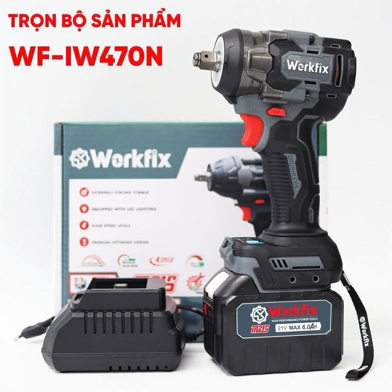 [Xám 2024] Máy siết bulong WORKFIX WF-IW470N đầu 2 trong 1 - Lực siết 470Nm- COMBO 1 PIN 15CELL 1 SẠC