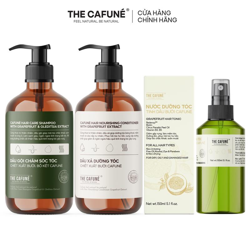 Combo Dầu Gội Bưởi, Bồ Kết, Dầu Xả The Cafuné 480ml Dưỡng Tóc Dầu Gội & Dầu Xả Không Chứa Paraben và Silicone