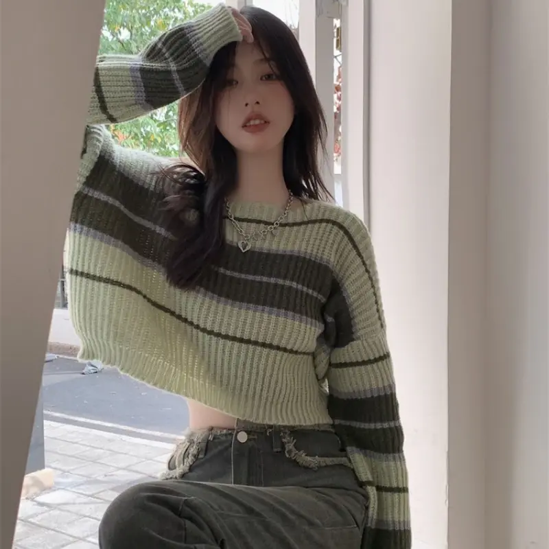 Cardigan Candy Knitwear Wanita Atasan Outer Panjang Baju Motif Crop Tebal Katun Casual Kardigan Jaket Bunga Sweater