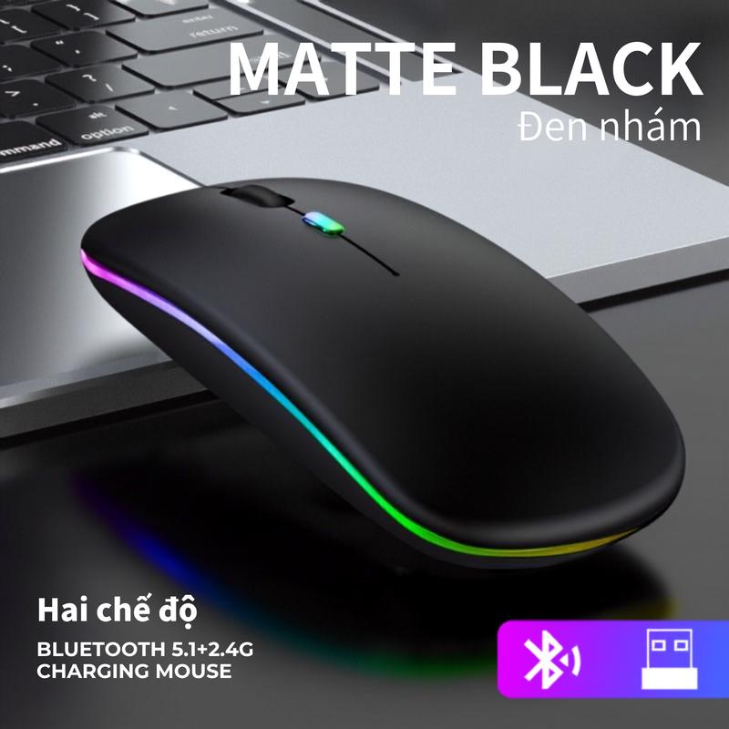 Chuột không dây S6 cho máy tính laptop máy tính bảng Điện thoại 2 mode kết nối 2.4GHz và Bluetooth 5.0 LED Đa sắc Tùy chỉnh dễ dàng