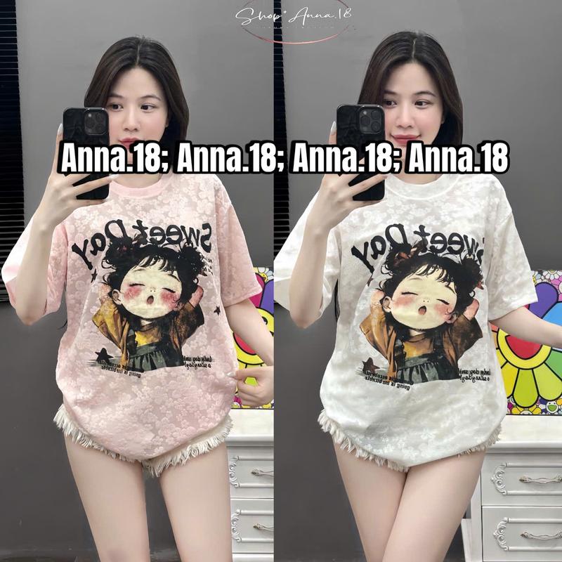 Áo THUN Ren Giấy Form Rộng Cô Gái (ÁO REN_ HÌNH IN _ BÉ GÁI _ SWEET _ DAY ) FORM RỘNG DƯỚI 70 KG