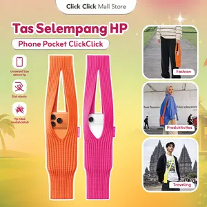 Tas Selempang HP CLICK CLICK Phone Pocket Mini Shoulder Bag Fits iPhone & Android – Tas Rajut Mini Knitted Smartphone Modern Elastis Gaya Stylish Travel Friendly