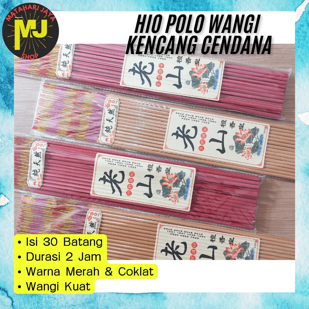 MJ Hio Dupa Wangi Cendana Laoshan Taiwan 2 Jam 30 Batang 48,5 Cm Warna Polos Wangi Kencang