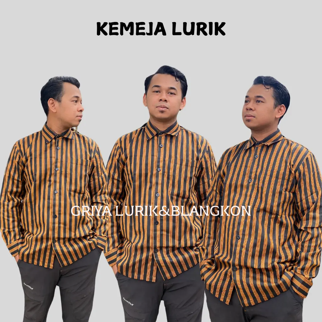 Baju Lurik Jawa Model Kemeja - Kemeja Lurik Jawa Lengan Pendek dan Panjang Nyaman Dewasa Bahan Tenun Halus