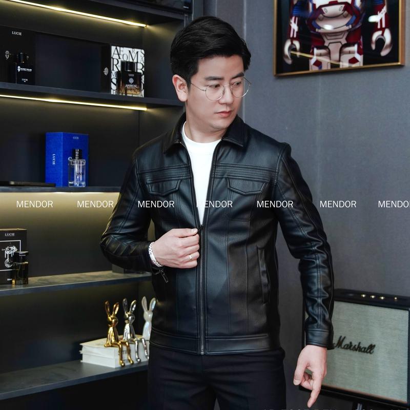 Áo Da Nam 5005 Cổ Bẻ Lót Lông Nhung Cao Cấp MENDOR Chất Liệu Da Mềm Dày Dặn Form Dáng Trẻ Trung Size M - 3XL Áo Khoác Nam Hàng Quảng Châu