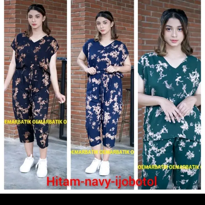 setelan celana motif lenganlengan pendek fit kantong Wanita baju 1