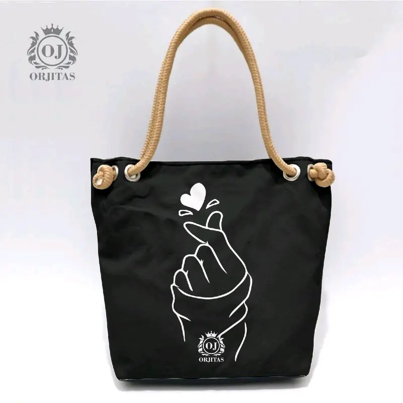 tas totebag wanita motip printing tali sumbu 5