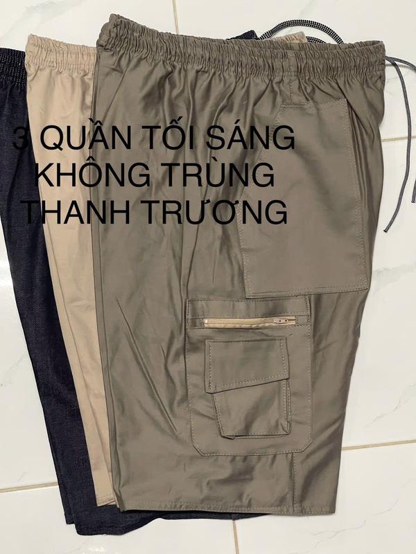 COMBO 3 QUẦN ,Quần Short Nam Kaki Túi Hộp ,5 Túi Lưng Thun Co Giãn From Rộng Thoải Mái Có Túi Khóa Kéo .