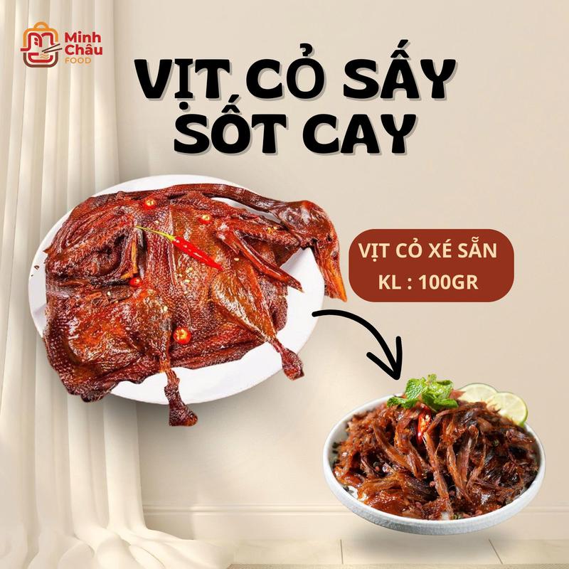 100 GAM Vịt cỏ sấy khô XÉ SẴN hương vị cay tê vịt sốt cay đồ ăn vặt by Minh Châu Food Snack Thức Ăn