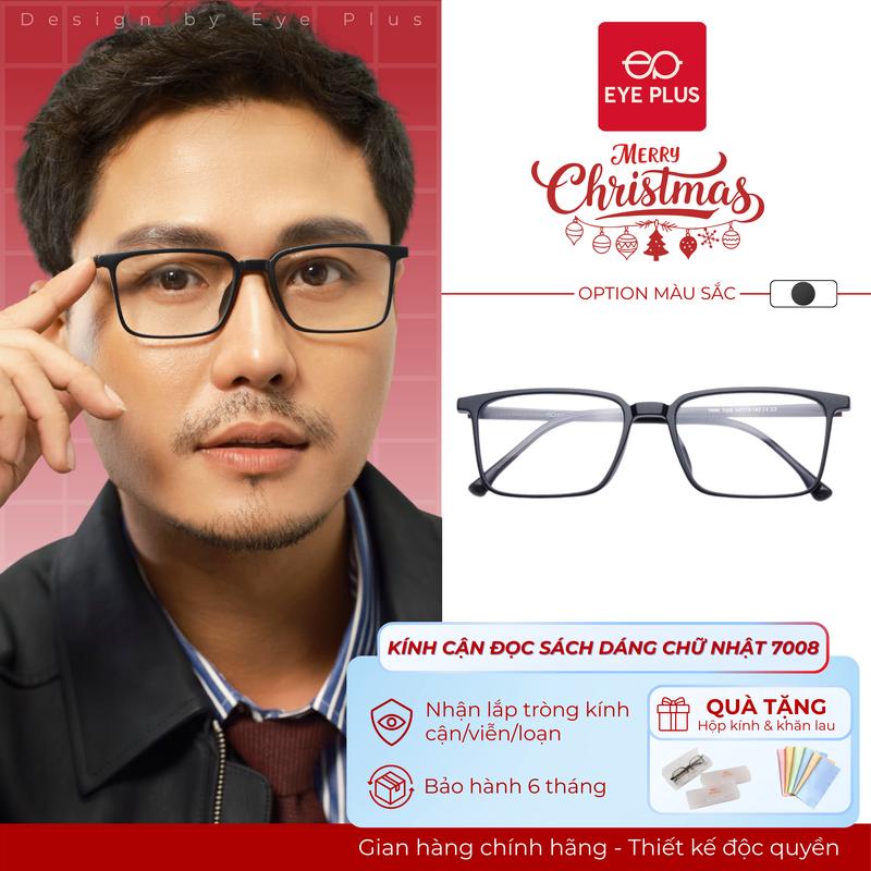 Kính Cận Đọc Sách Chống Ánh Sáng Xanh Dáng Chữ Nhật Nam Nữ 7008 Eye Plus Gọng Kính Nhựa TR90 Mềm Dẻo Kính Mắt Kiểu Dáng Thời Trang Unisex Hiện Đại