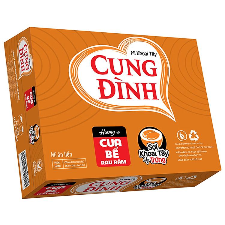 Thùng 30 Gói Mì Khoai Tây Cung Đình Hương Vị Cua Bể Rau Răm