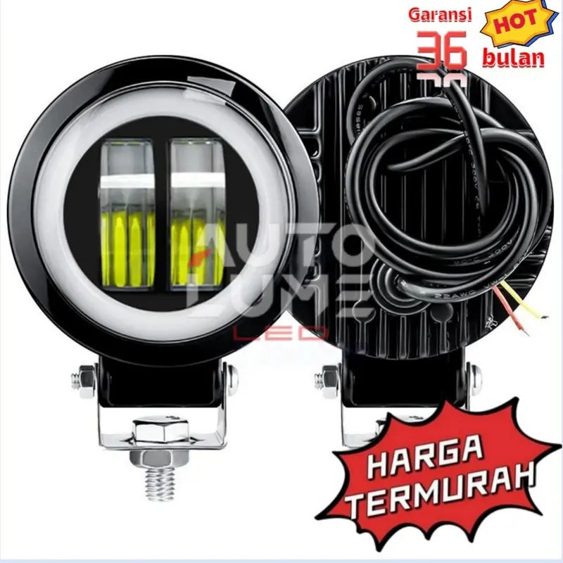 【Autolume】Lampu Tembak Mini 2 Mata – LED Owl 4D, Sorot Lebar, Waterproof, 12V 25W - Garansi 3 Tahun 1