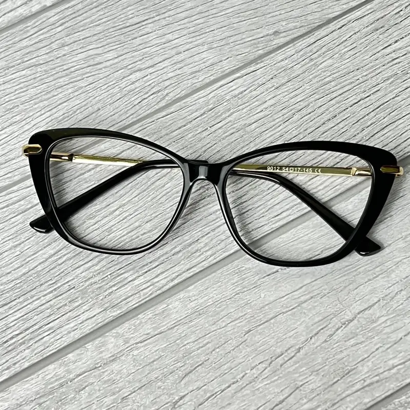 {BELI 1 GRATIS 1 KACAMATA NORMAL}Kacamata terlaris semi cat eye keysha 9012 bisa custom minus cylinder Frame Lensa Plastik Bluecromic Eyewear Titanium Hitam Glasses Photocromic Wanita 5