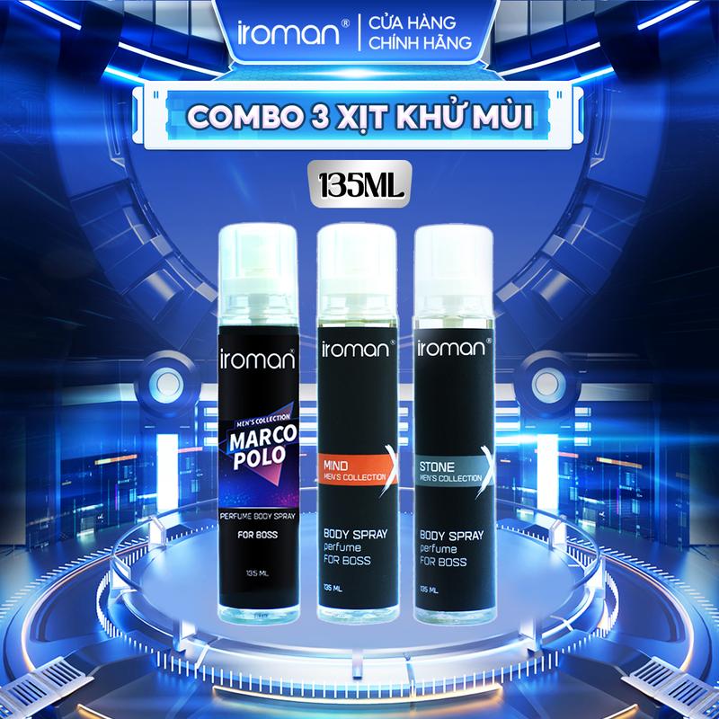 Xịt Khử Mùi Toàn Thân Hương Nước Hoa Pháp Cao Cấp IROMAN Ngăn Ngừa Mồ Hôi Khử Mùi Cơ Thể Dài Lâu Dành Cho Nam 135ML