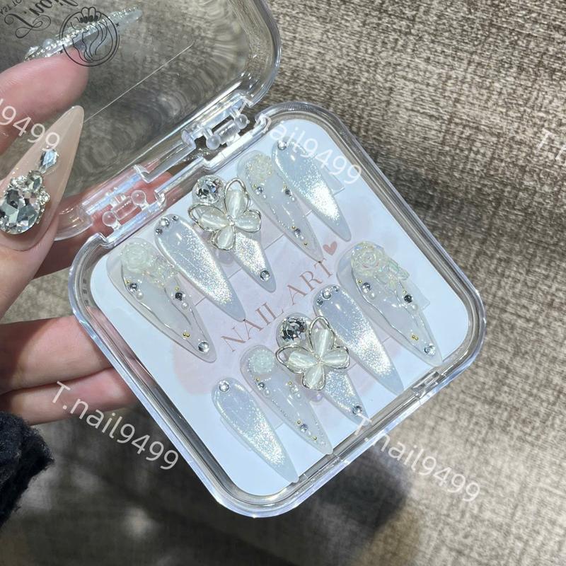 T126 BỘ 10 NAILBOX THẠCH GẠO MẮT MÈO ĐÍNH CHARM