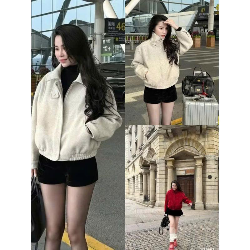  Áo khoác dạ ép khóa kéo bo chun áo dạ cổ đứng cúc bấm hàng QC L1 